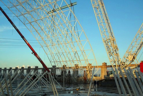 德宏枝江五柳树市场北大门网架工程